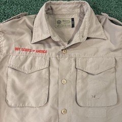 Vintage Boy Scouts of America Button Shirt Youth XL Uniform Patches Outdoors