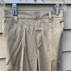 French Toast Boys 3 Pair School Uniform Elastic Back Pants size 6 Tan & Navy