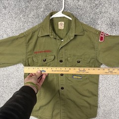 Vintage Boy Scouts Of America Shirt Hat Set Boys 10-12 Green Scout Uniform Twill