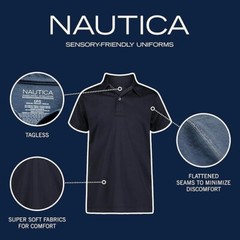 Boys’ School Uniform Sensory-Friendly Short Sleeve Polo Shirt, Button Closure,L6