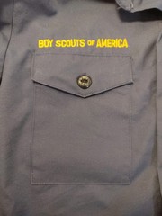 NWT Boy Scouts Of America Shirt Boys Youth S Blue Button Up Flag Uniform USA