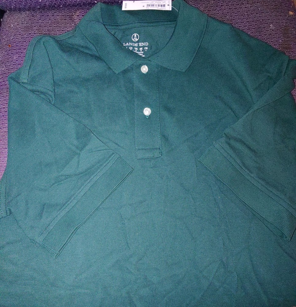 Lands’ End boy’s Short Slv Evergreen Mesh Polo Shirt M Nwot 10-12yrs 134-152cm#7