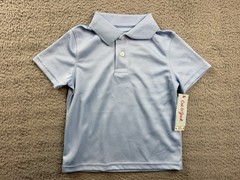 Cat & Jack Boys Youth XS 4/5 Blue Short Sleeve Performance School Uniform Polo