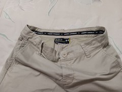 UNDER ARMOUR Boys youth 14 Beige Pants Button/zip Uniform Zip Side Pocket 27″ In