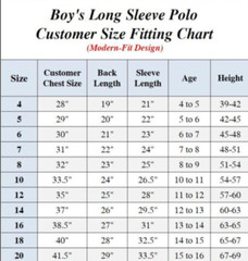 Boy’s Long Sleeve Button Pique Polo School Uniform Shirts ( Sizes 4-20 ) NWT