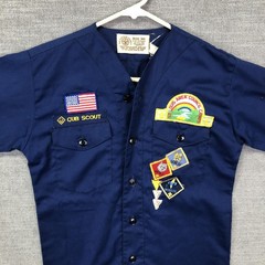 Vintage Boy Scouts Of America Shirt Youth S Blue Cub Scout Uniform Patches 80s