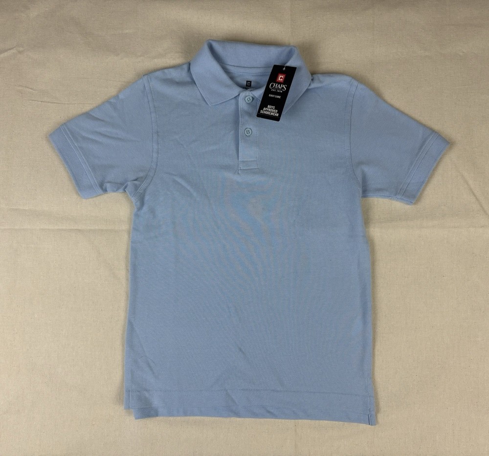 Chaps Polo Shirt Approved Schoolwear Boys Sz 8 Lt. Blue NWT