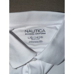 Nautica Boys School Uniform Short Sleeve Polo Shirt, White, Size L 14/16, NWT