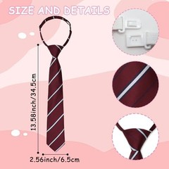 Boys Tie Pre-tied Clip on Ties for Boy Adjustable School Kids Burgundy Striped