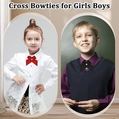 Bow Ties for Women Criss-Cross Tie Adjustable Pre Tied Bowtie Solid Black Red