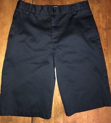 Lands End Navy Blue Flat Front School Uniform Shorts Size 18S Adjustable Waist