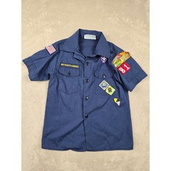 Boy Scouts of America Shirt Kids Youth M 10-12 Blue Patches USA Made Gorpcore