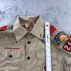 Vintage Boy Scouts Of America Shirt Youth Large Tan Uniform Patches USA 2000s