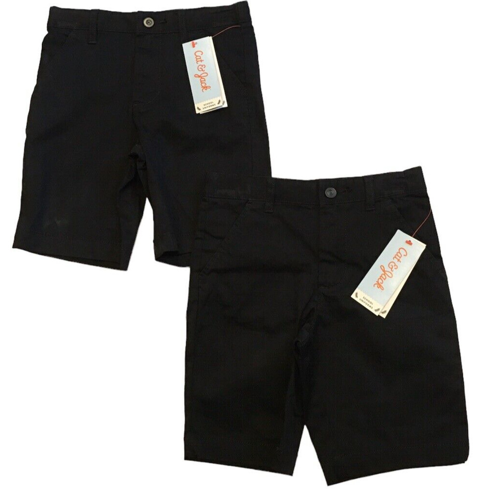 Cat & Jack New Boy’s Size 5 School Uniform Black Shorts Lot Of 2 Stretch Shorts