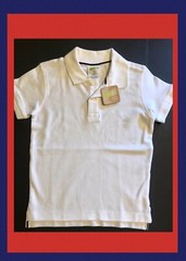 NWT Boy XS(4) Crazy 8 COTTON UNIFORM SCHOOL POLO Shirt Top Gymboree WHITE Collar