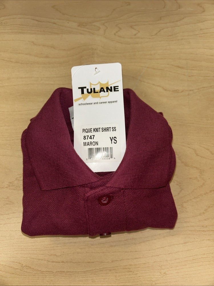 New Unisex Tulane Burgundy Uniform Polo Size Youth Small.