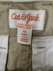 Cat & Jack Boys School Uniform Khaki Shorts Beige Stretch Sz 12 Husky NWT