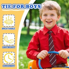 Kids Tie Striped Ties for Boys 5-12 Pre-tied Adjustable Neckties for Red Stripe