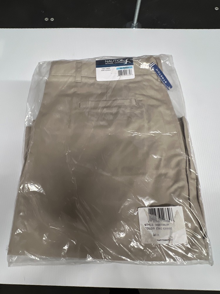 Nautica School Uniform Boys Flat Front Pants 20 Husky N861062P Ewo Khaki