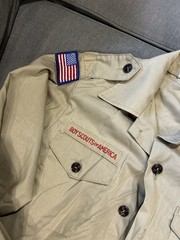 VTG BOY SCOUTS OF AMERICA Button Up Shirt Patches Size Youth 14 Long Sleeve