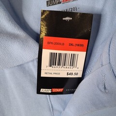Jump Start Uniforms Shirt Kids Youth 2XL 18 20 Light Blue Short Sleeve Polo NEW