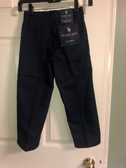 U.S POLO ASSN. School Uniform Flat Front Pants Boys 4 NAVY ADJUSTABLE WAIST NWT