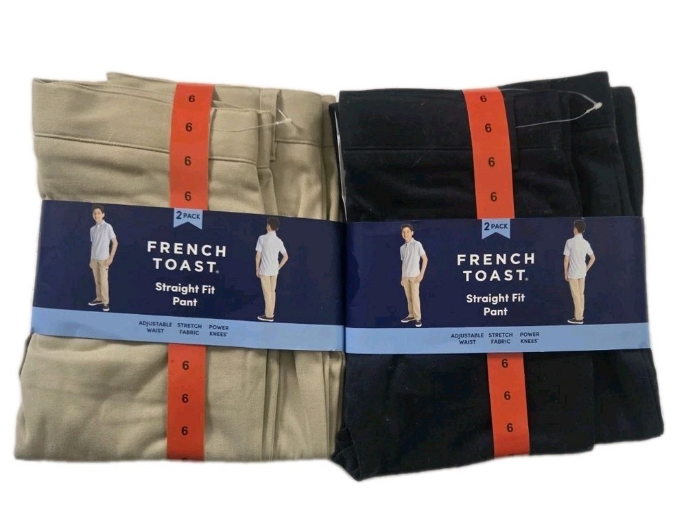 NWT French Toast Boys Size 6 Straight Fit School Uniform Pants Khaki & Navy 4 Ct