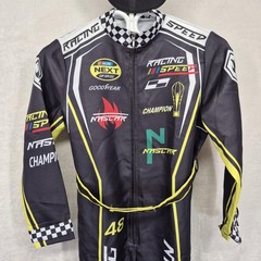 Nascar Race Car Driver Jumpsuit Boys M 52″-55″ Black Checkered Suit Hat Costume