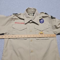 Boy Scouts Of America Shirt Youth Medium Beige Capitol Area Council Patches