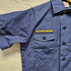 Boy Scouts of America Uniform Shirt Boys Youth Large Navy Blue Short Sleeve BSA