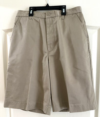 Men’s Boys Work / School Uniform Shorts Size 29 Khaki Tan 10″ inseam Flat front