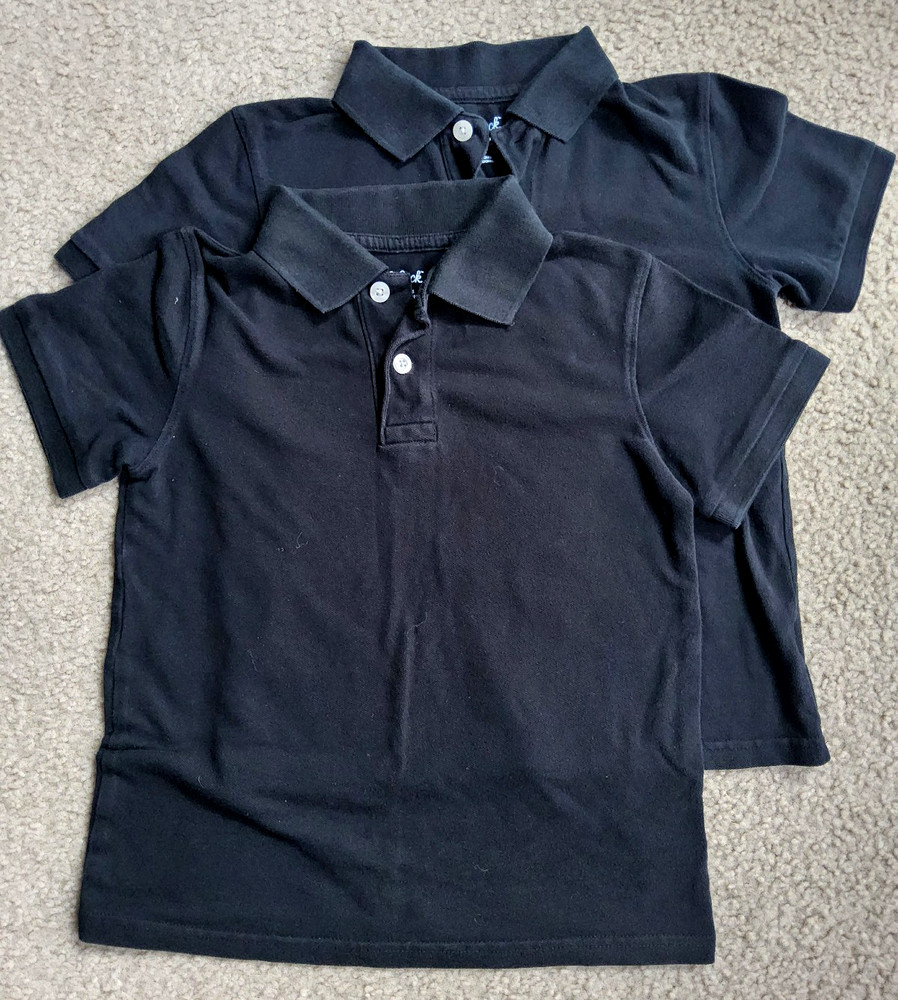 Boys Size Small 6/7 Cat & Jack Black Polo Shirt School Uniform Lot of 2