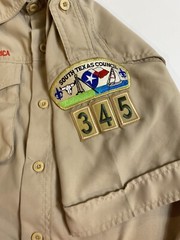 Boy Scouts Of American Shirt Youth Medium Brown Short Sleeve Button Up 275