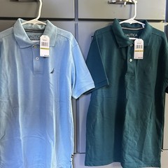 Nautica Big Boys’ Short-Sleeve Anchor Deck Polo Shirts 2pk Medium (8-10) Blues