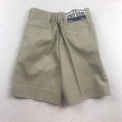 Authentic School Uniform Shorts Boys 7 Beige Elastic Waist Pleated Front NWT