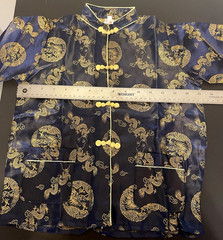 Traditional Asian Outfit Child Size 10 Shirt Pants Navy Blue with Dragons NWT