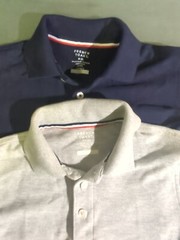 French Toast Boys Polo, Navy And Grey Uniform Shirts (2 Shirts) Medium