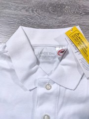 Lands End Shirt Kids Medium 10-12 Interlock School Uniform White Polo Boys Girls