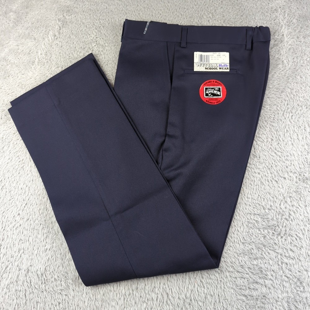 Vintage Official Rifle School Uniform Pants Boys 32 Husky Blue Double Knee Work