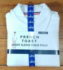 French Toast Short Sleeve Pique Polo White sz. L youth (10/12) NWT 2-pack