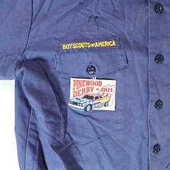 Vintage Boy Scouts of America Shirt Youth XL Pinewood Derby 2011 Uniform Patches
