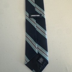Lot of 3 Lands End Boys School Uniform Zipper Ties Size Medium Blue Stripes
