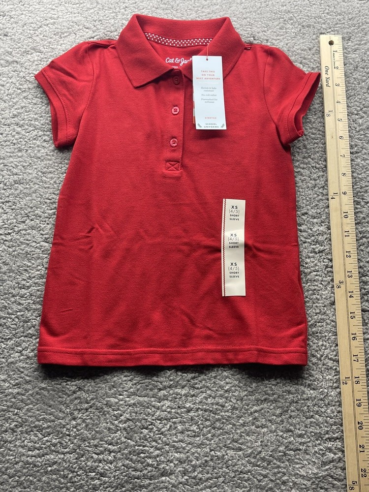 School Uniforms Boys Polo Shirts Cat & Jack New With Tags Red XS 4/5