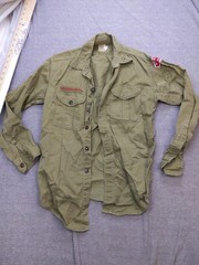 Vintage Boy Scouts Of America Shirt Boys XS Green Twill Button Front Uniform