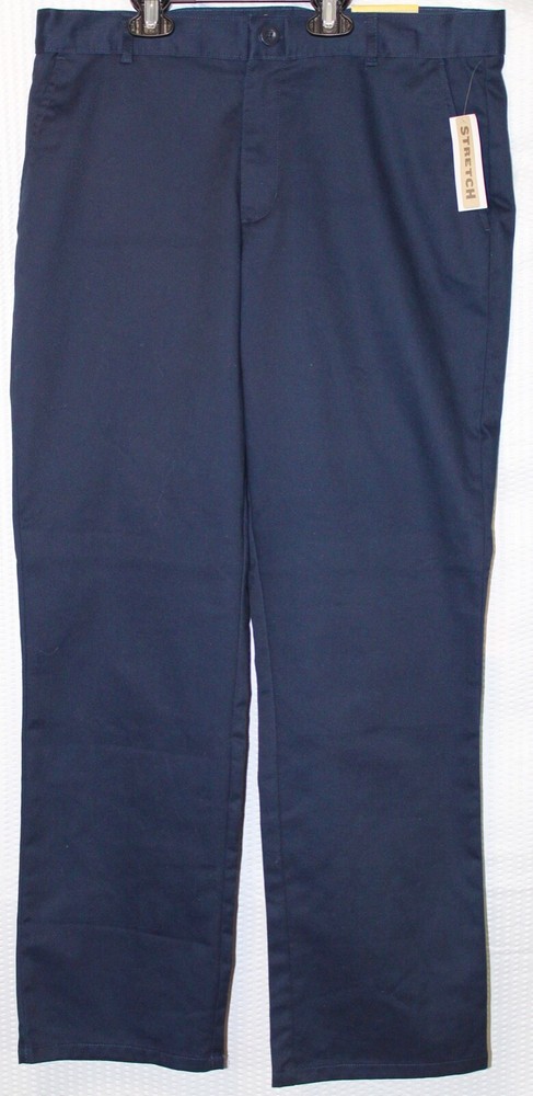 DOCKERS APPROVED SCHOOL WEAR UNIFORM TWILL BOYS PANTS, SIZE 32 HUSKY, NAVY, D40
