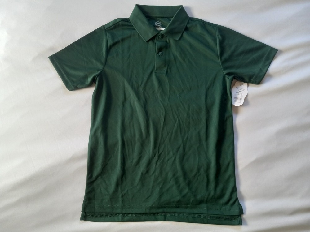Wonder Nation School Uniform Pique Polo Shirt Boys Size L Green Short Sleeve