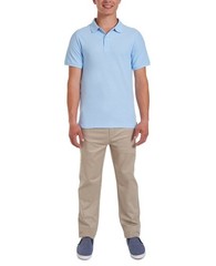 Nautica Young Men Uniform Short Sleeve Double Pique Polo L (38-39) Light Blue