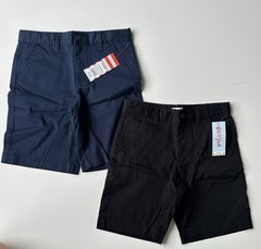 NWT Cat & Jack Lot Of 2 Flat Front Uniform Shorts Black Navy Boys 8 HUSKY Bundle
