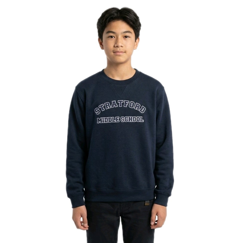 Stratford Middle School Uniform- Navy Blue Crewneck Sweatshirt- Youth XL (14-16)
