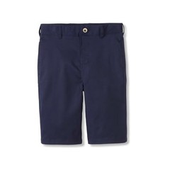Boys Flat Front Stretch Twill Shorts with Adjustable Waist in Standard 7 Navy